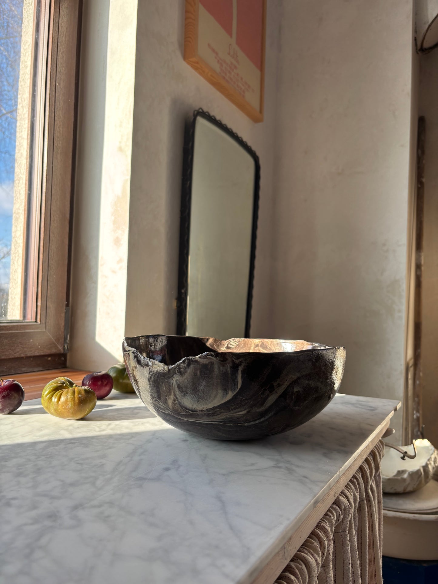 Ceramiczna Okrągła Misa na Sałaty XL Marble Effect