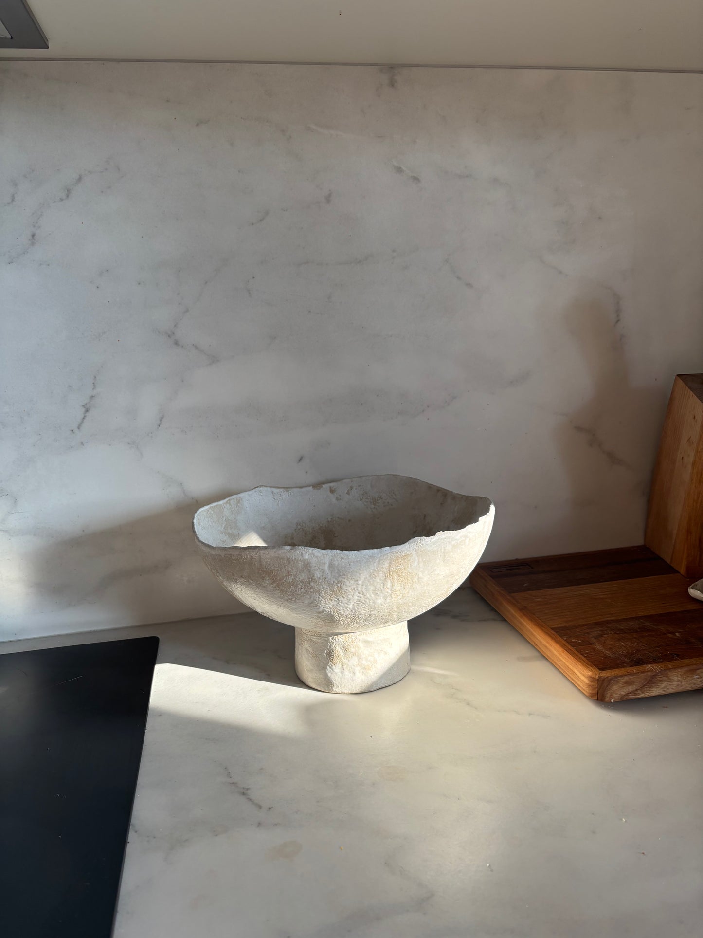 Ceramiczna Okrągła Misa na Cokole XXL Rustic White