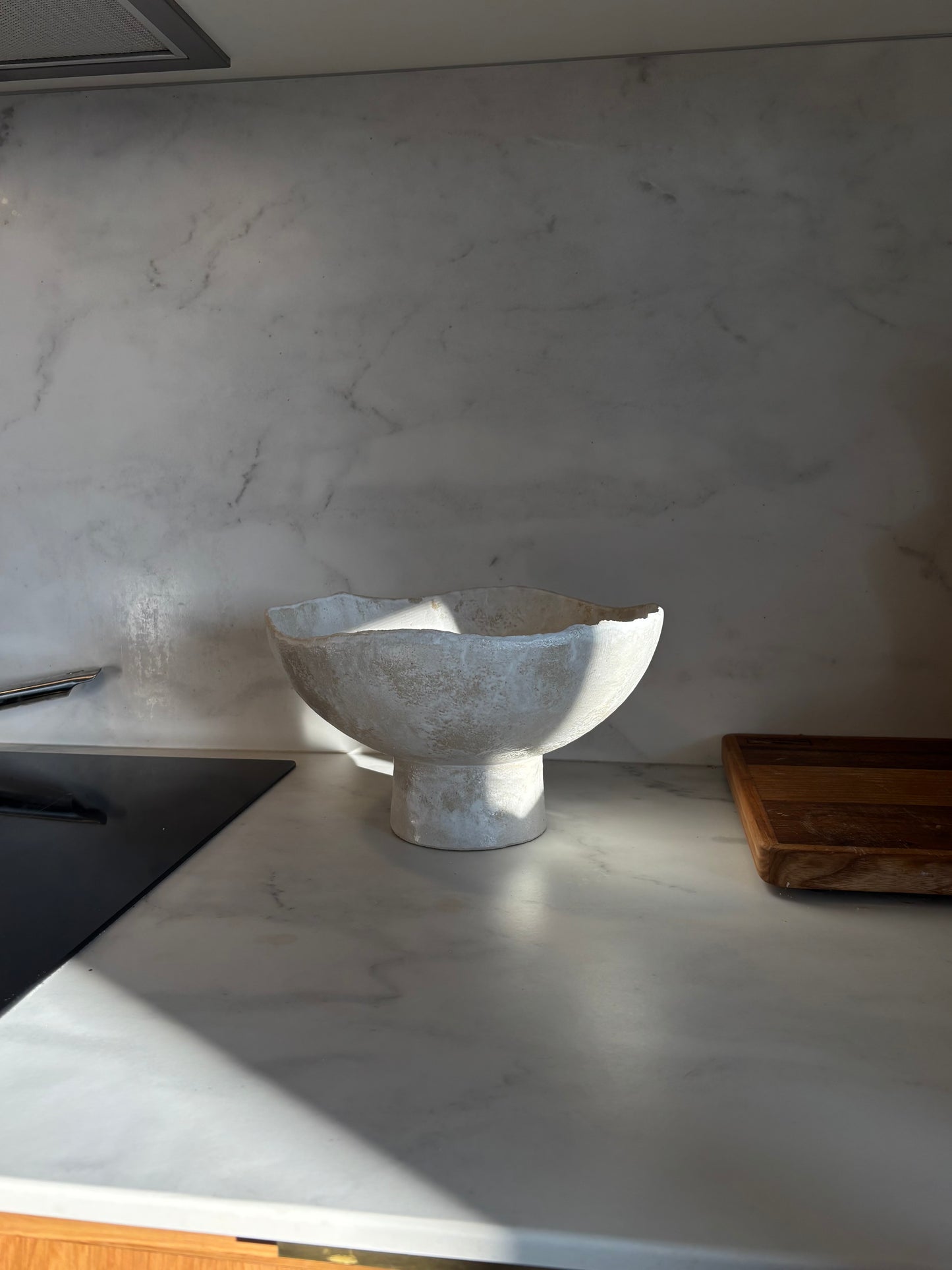 Ceramiczna Okrągła Misa na Cokole XXL Rustic White