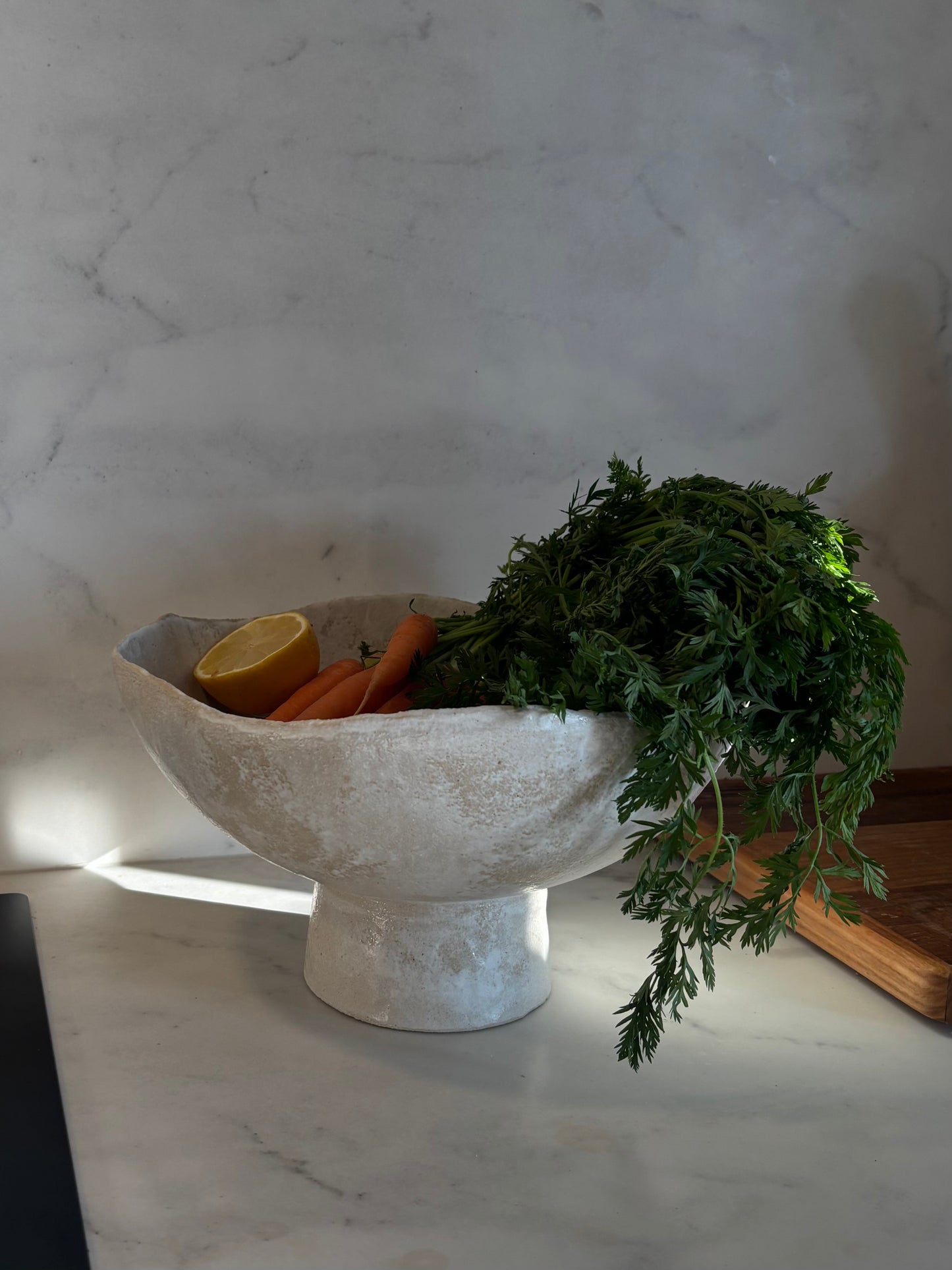 Ceramiczna Okrągła Misa na Cokole XXL Rustic White