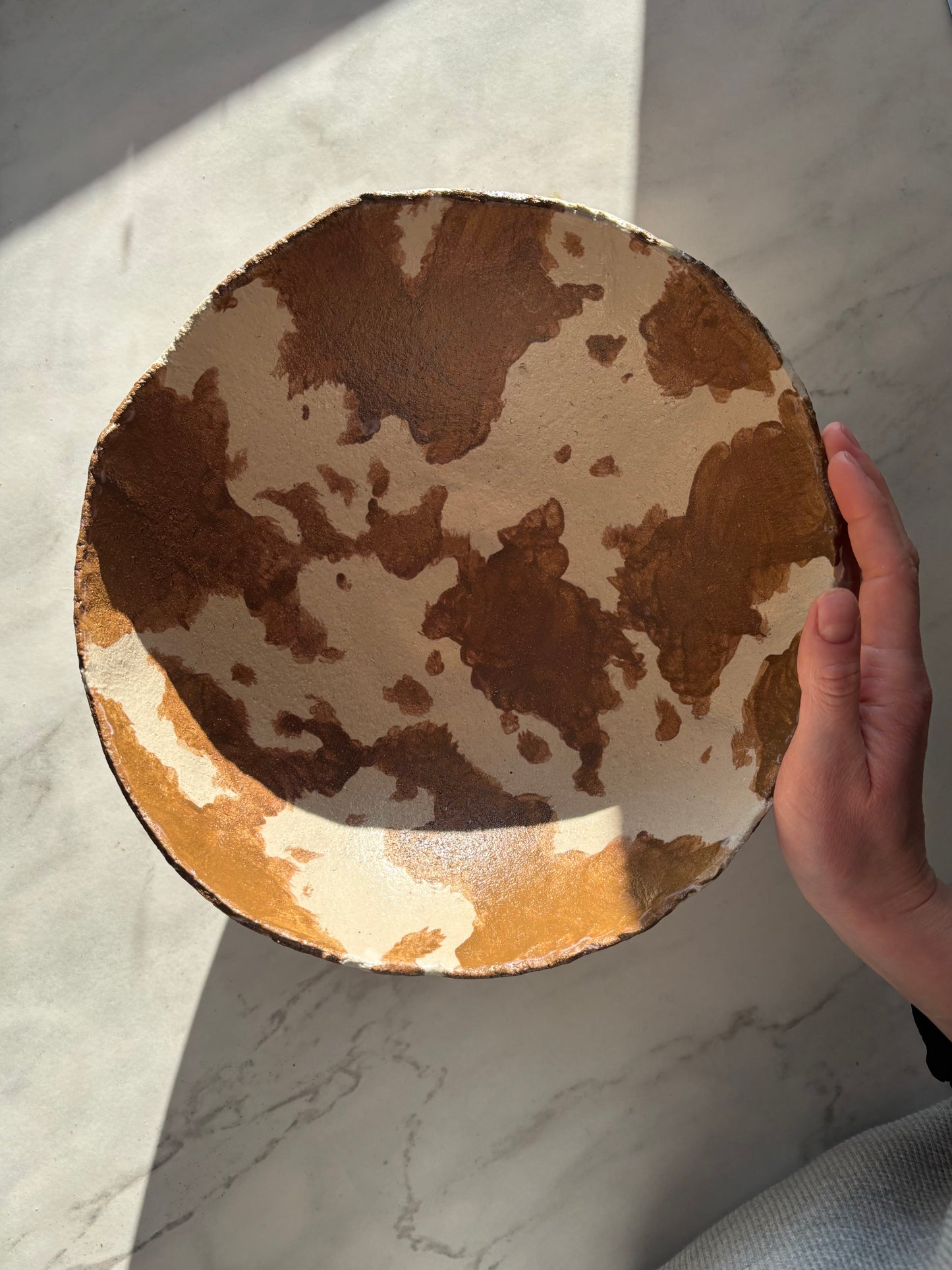 Ceramiczna Okrągła Misa na Sałaty XL Modern Farmhouse Cow