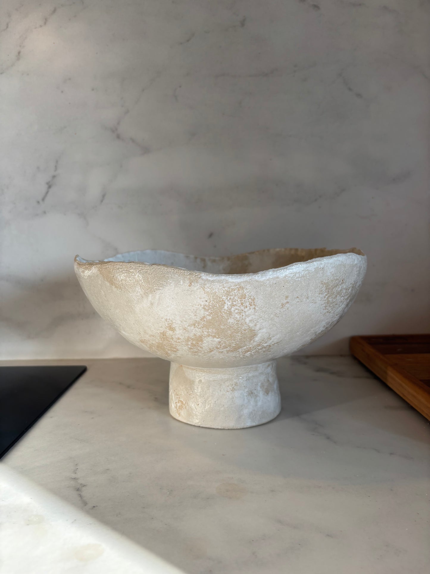 Ceramiczna Okrągła Misa na Cokole XXL Rustic White