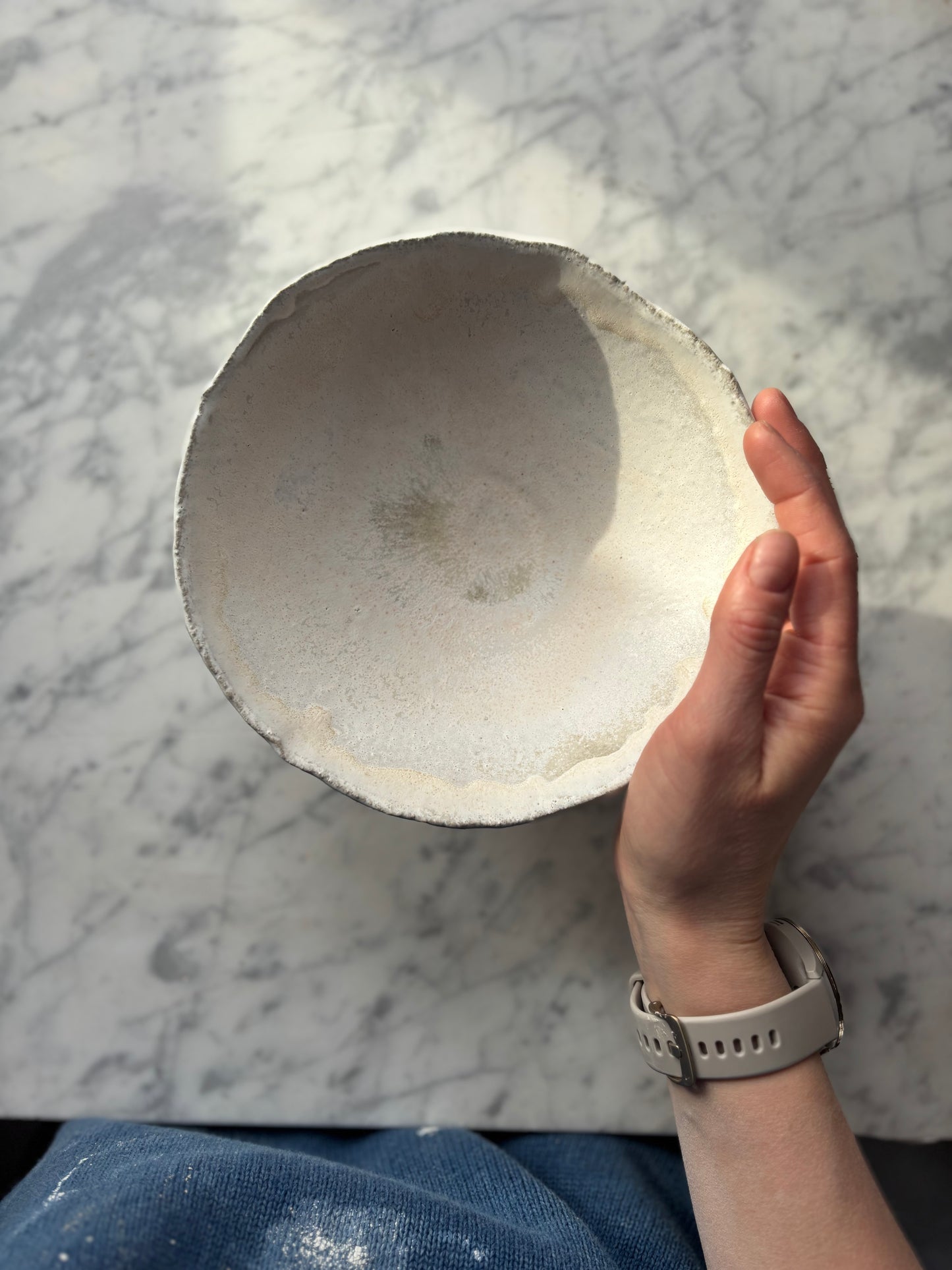 Ceramiczna Okrągła Misa na Cokole S Rustic White