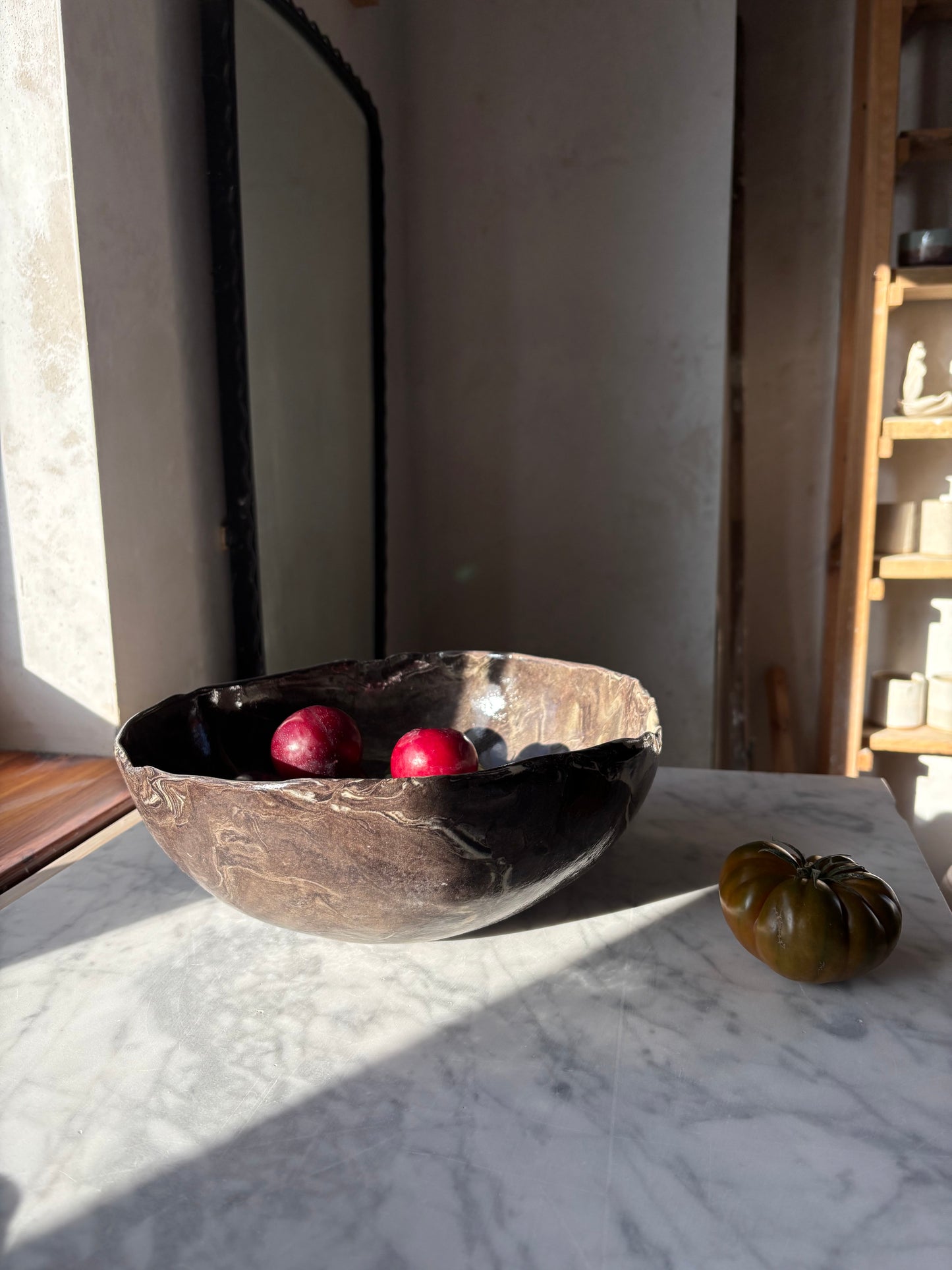 Ceramiczna Okrągła Misa na Sałaty XL Marble Effect