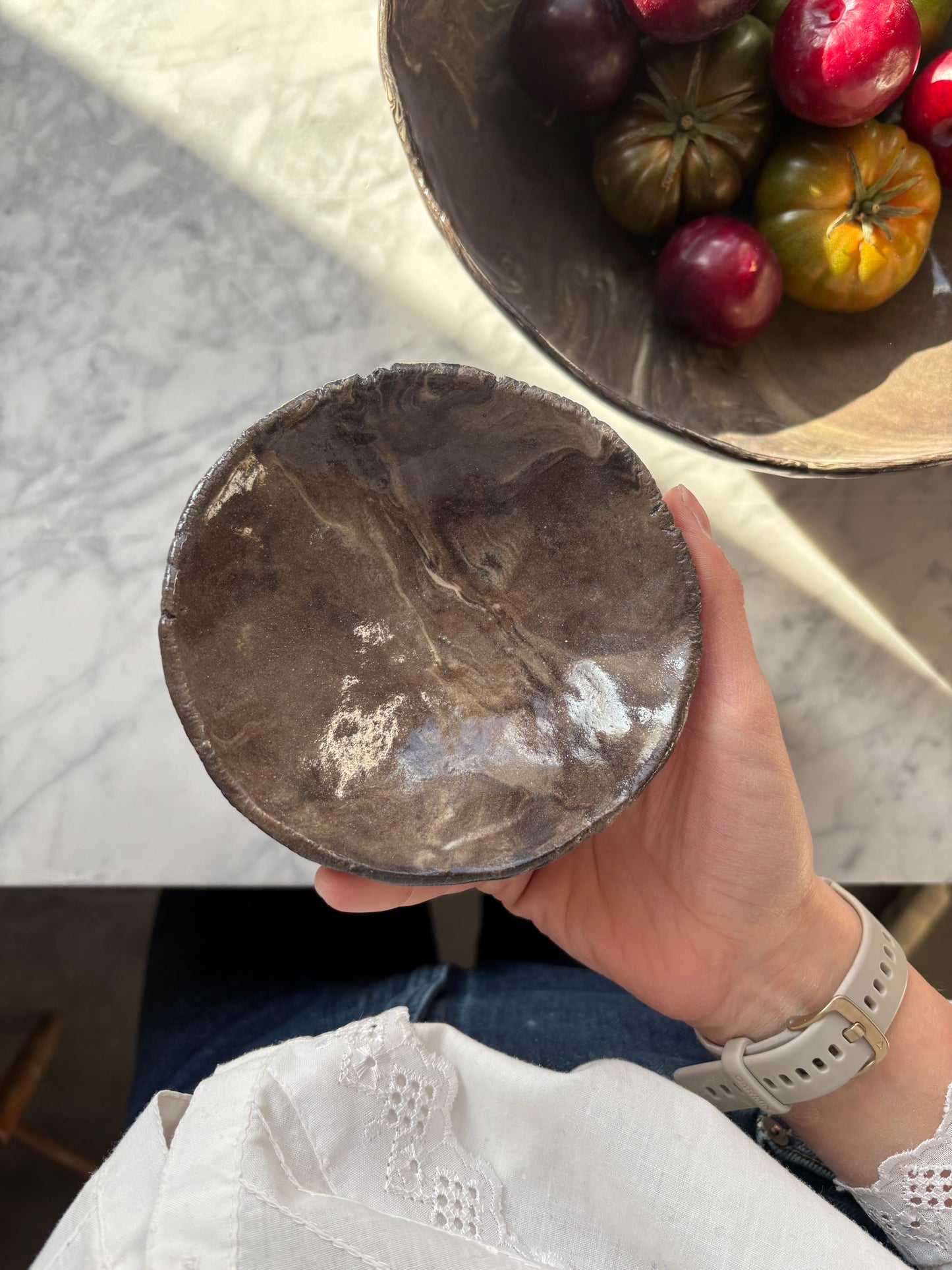 Ceramiczna Okrągła Misa na Sałaty XL Marble Effect