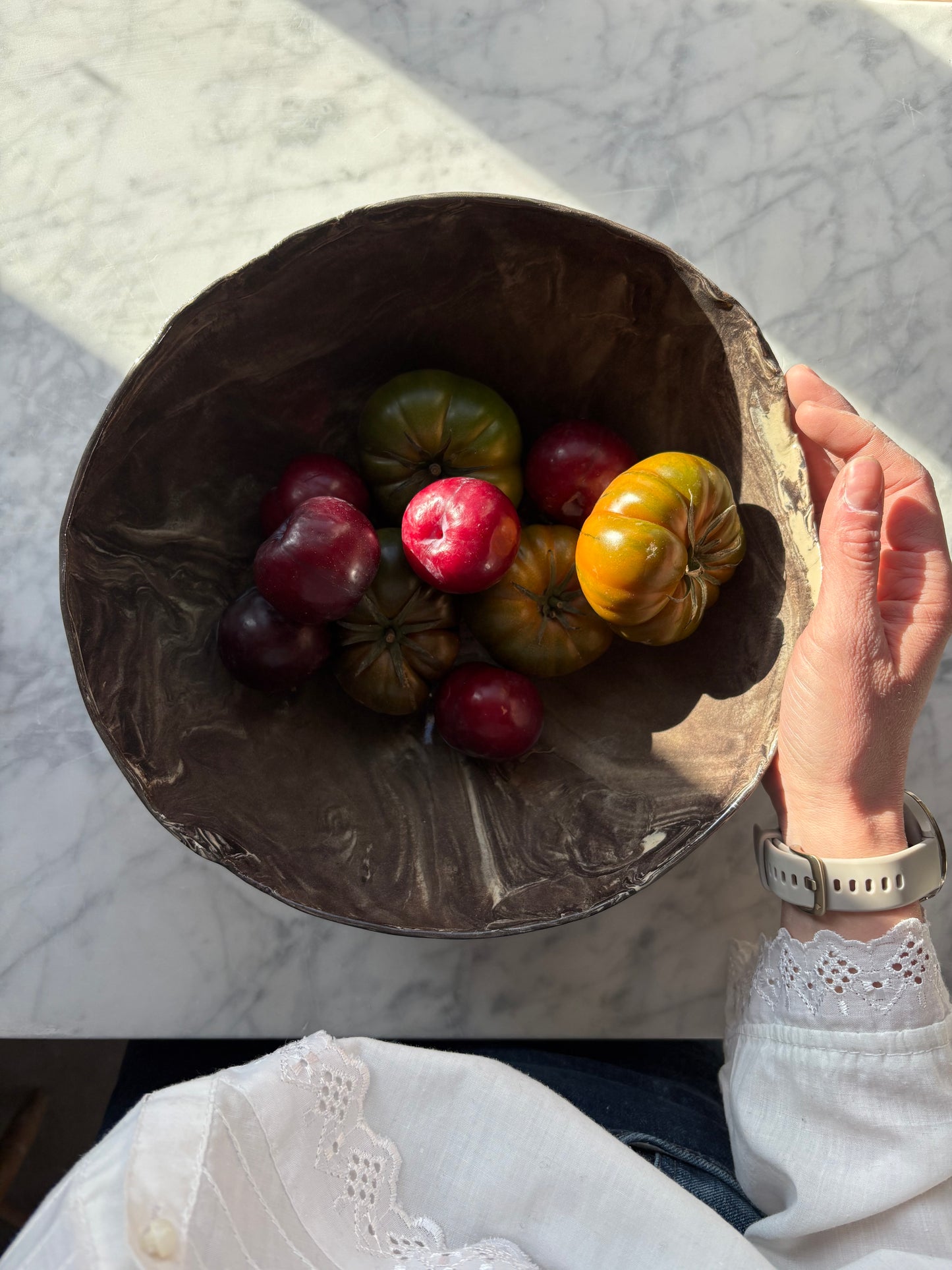 Ceramiczna Okrągła Misa na Sałaty XL Marble Effect