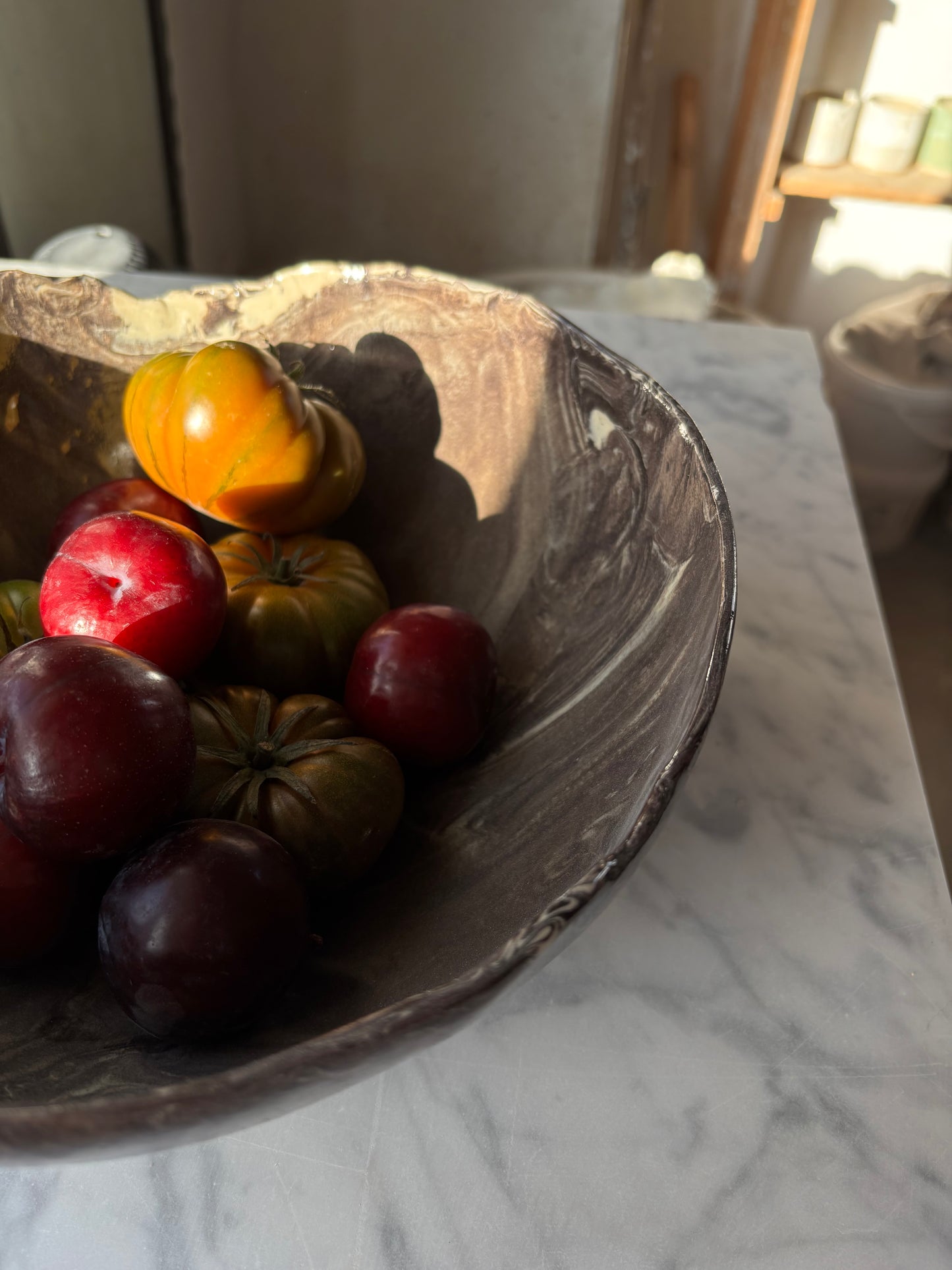 Ceramiczna Okrągła Misa na Sałaty XL Marble Effect