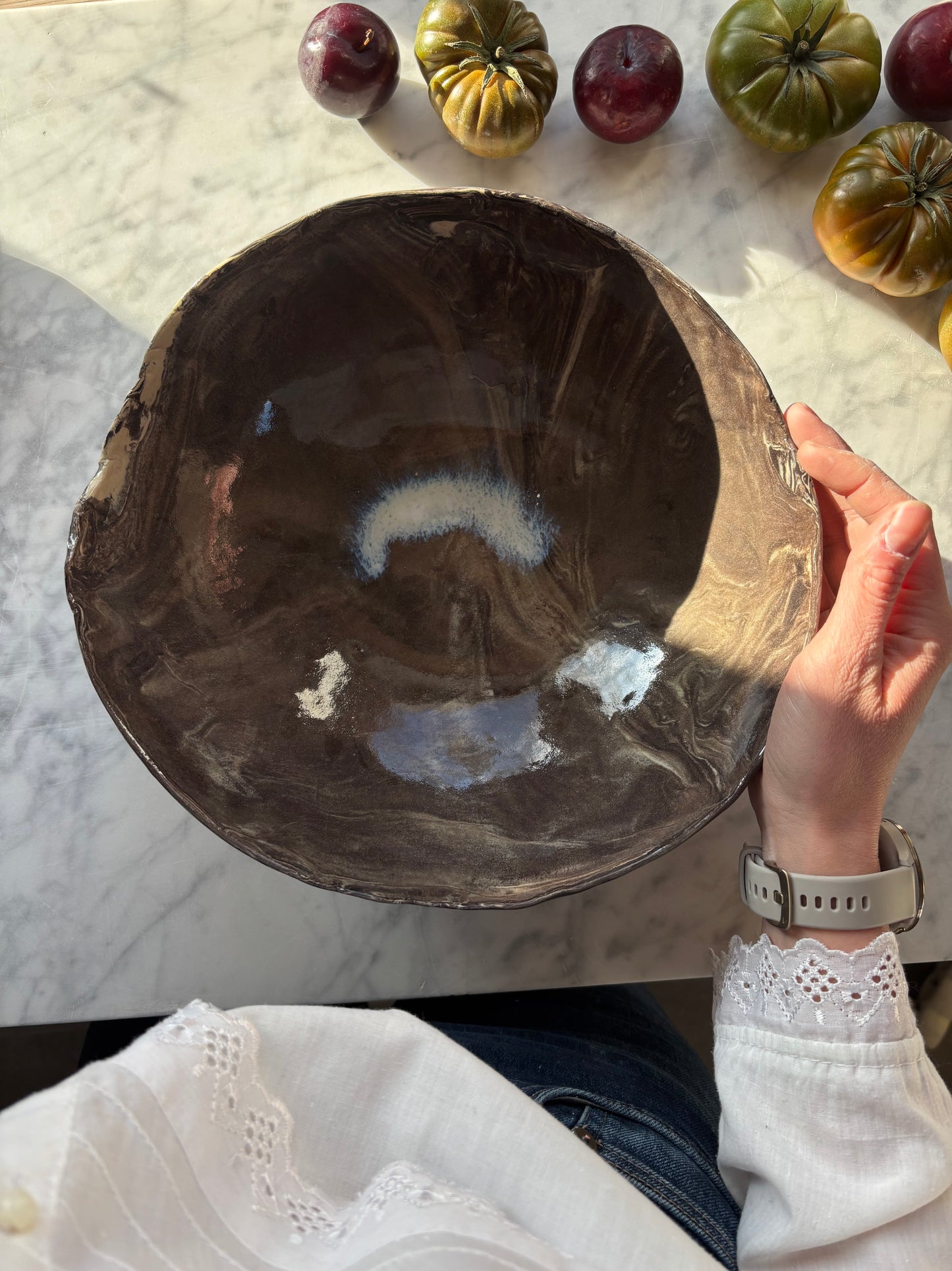 Ceramiczna Okrągła Misa na Sałaty XL Marble Effect