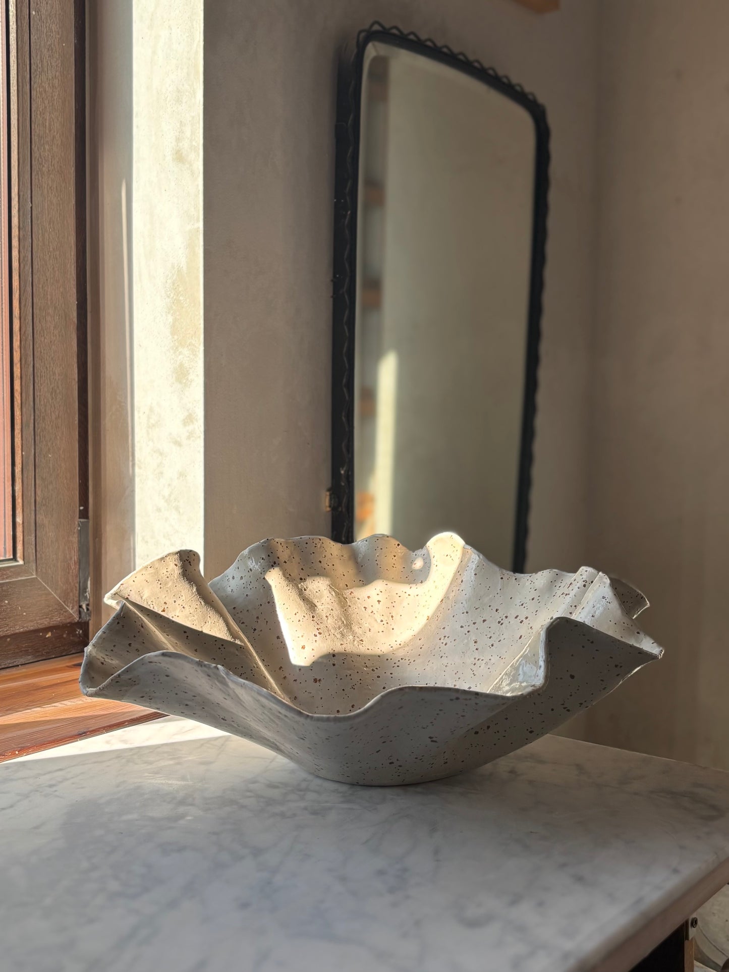 Ceramiczna Organiczna Misa XLSpeckled Rustic White