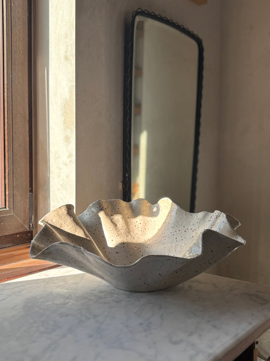 Ceramiczna Organiczna Misa XLSpeckled Rustic White