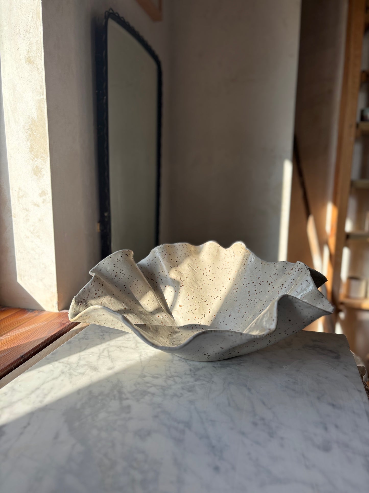 Ceramiczna Organiczna Misa XLSpeckled Rustic White