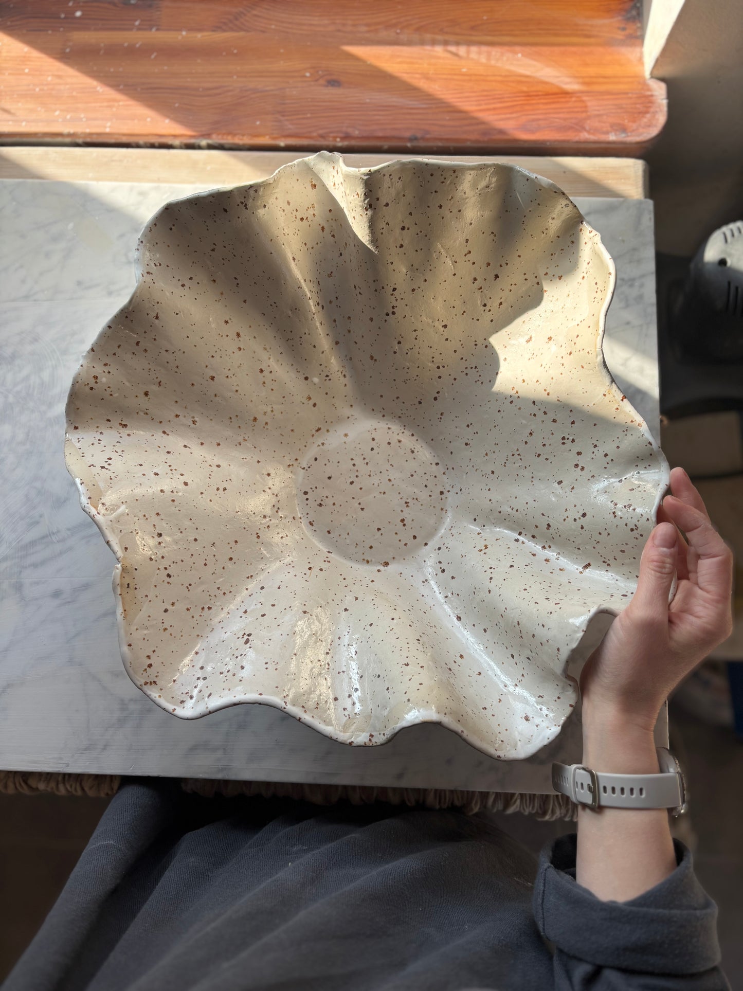 Ceramiczna Organiczna Misa XLSpeckled Rustic White