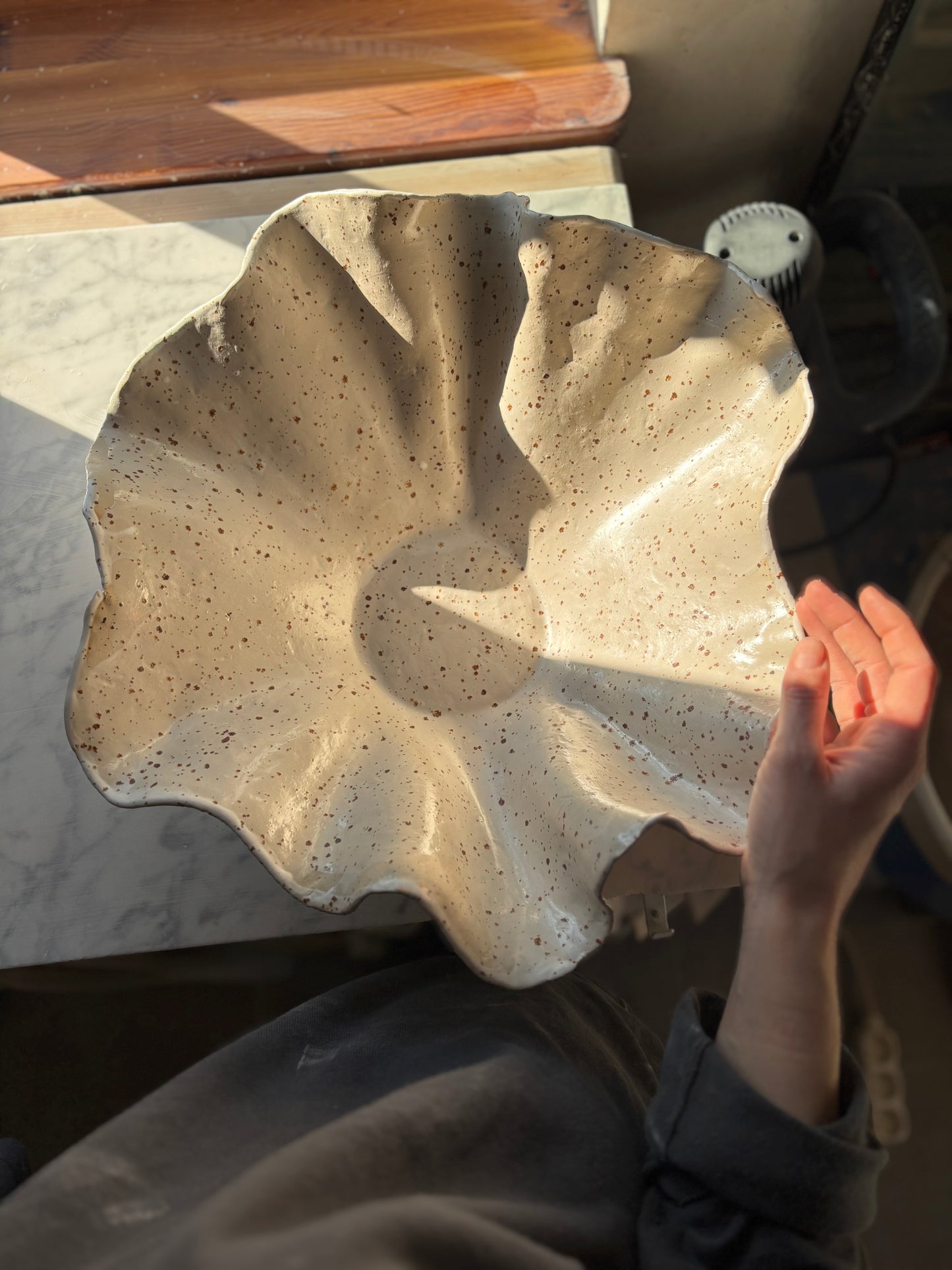 Ceramiczna Organiczna Misa XLSpeckled Rustic White