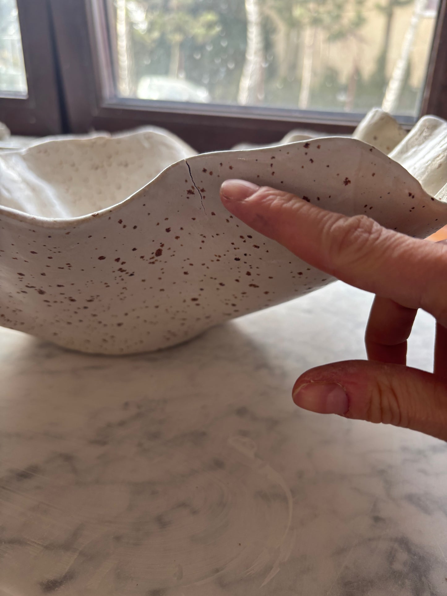 Ceramiczna Organiczna Misa XLSpeckled Rustic White