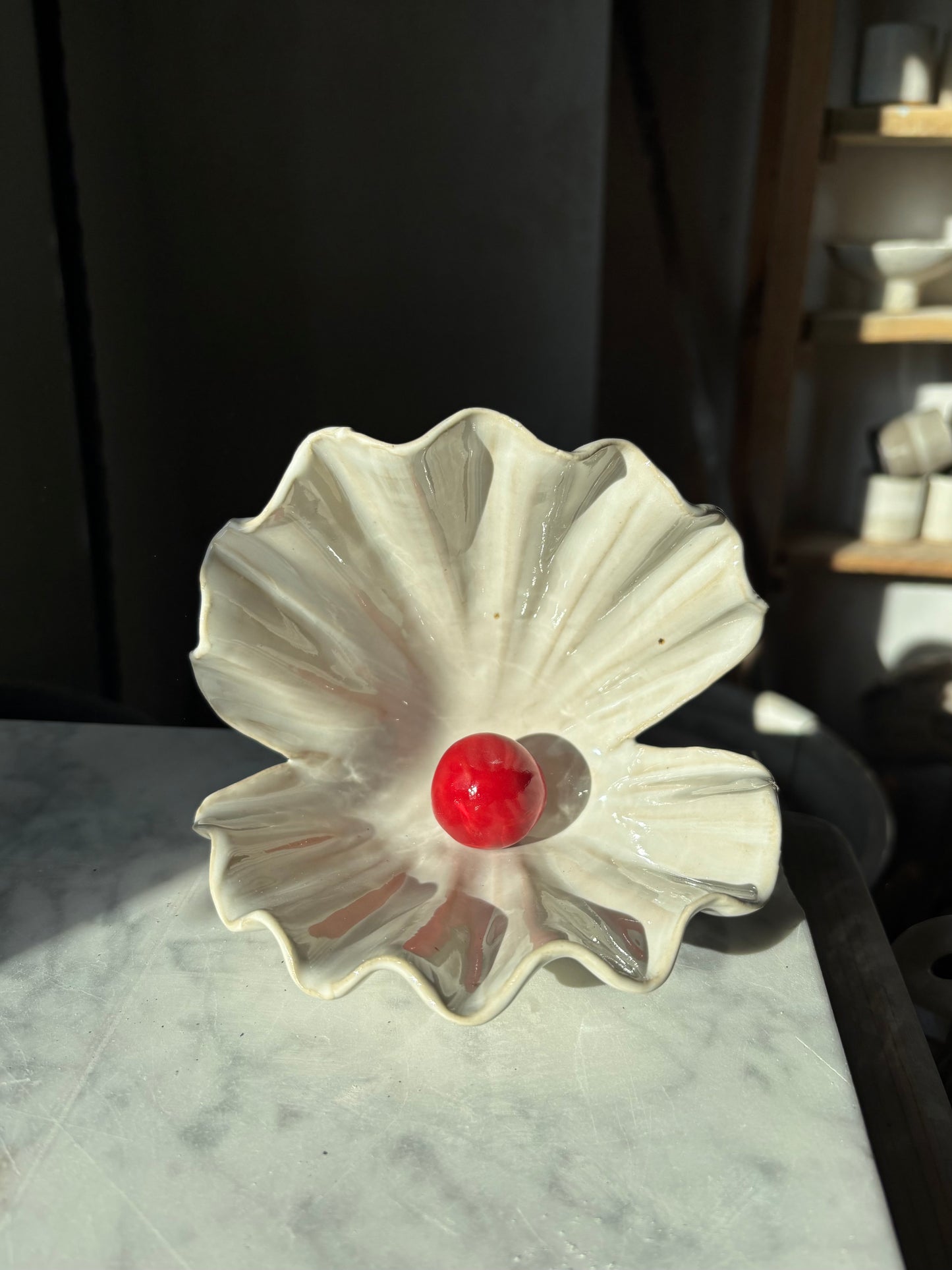 Muszla Skarbiec na Biżuterię Pearl White