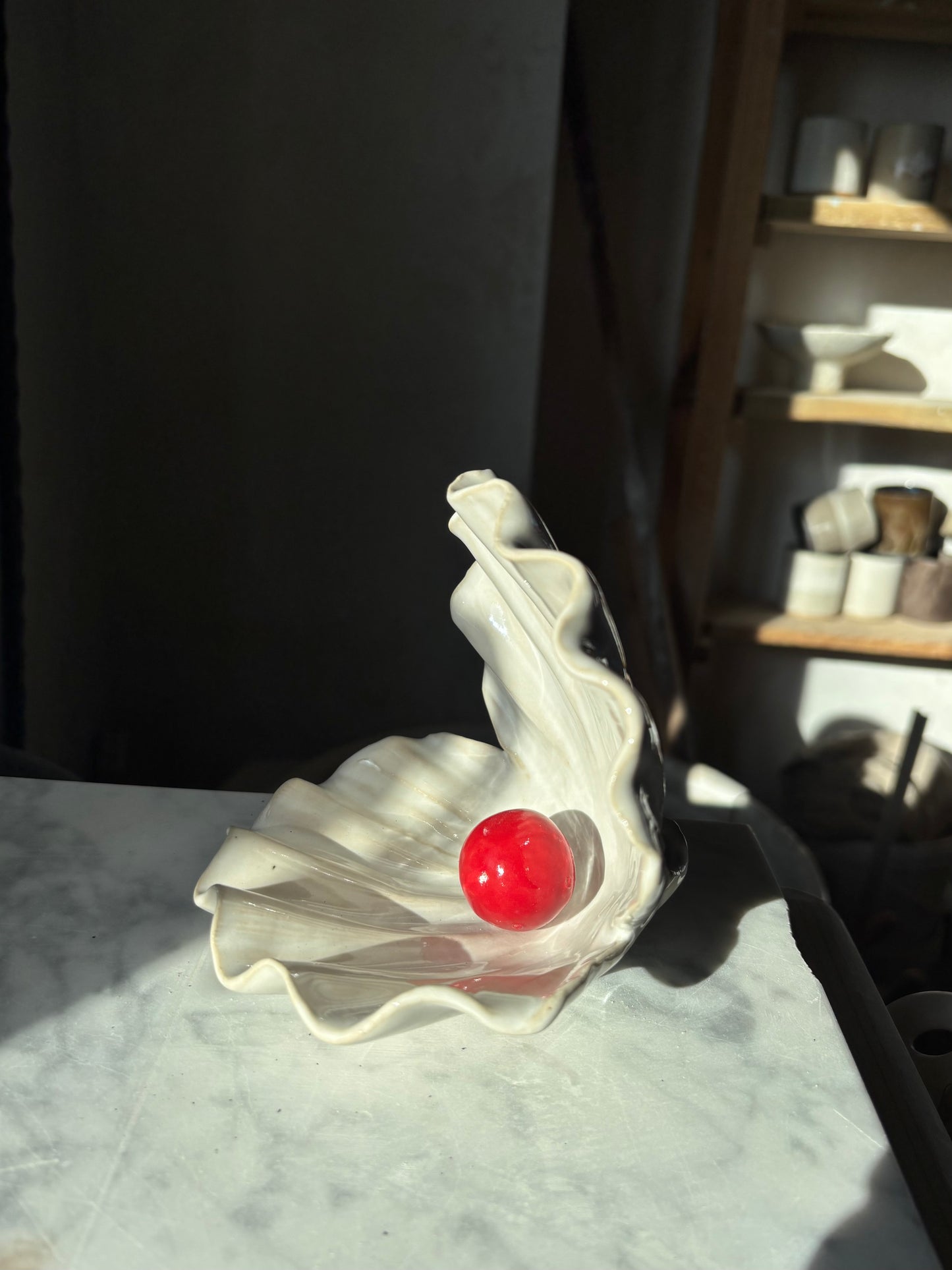 Muszla Skarbiec na Biżuterię Pearl White